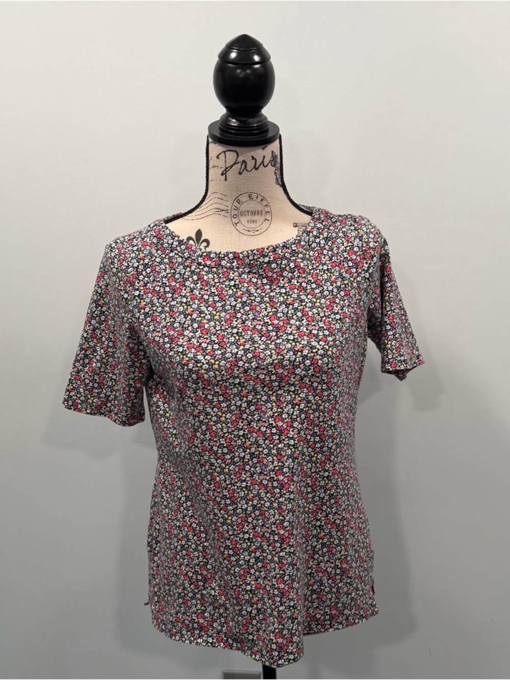 Talbots Pink Multi Floral Short Sleeve Crewneck Top